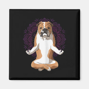 Frauen Yoga Hund Englische Bulldogge Magnet