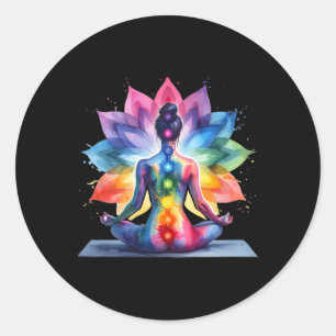 Frauen Yoga Meditation Geistiger Körper Energie Ch Runder Aufkleber