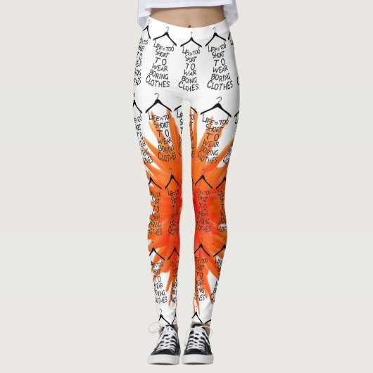 Frauen Yoga Stretch Leggings Orange Blume (Vorderseite)