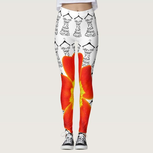 Frauen Yoga Stretch Leggings Orange Blume (Vorderseite)