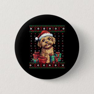 Frauen Yorkipoo Weihnachtsmannmütze Dog Lover Xmas Button