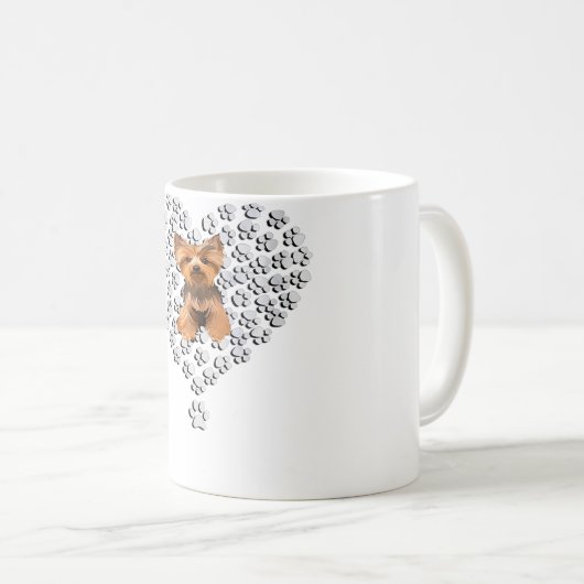 Frauen Yorkshire Terrier Lover Dog Paw Design Hear Kaffeetasse (VorderseiteRechts)