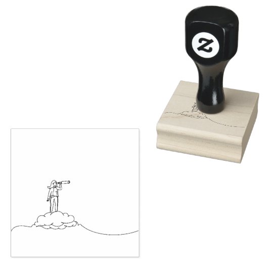 Frauen zeigen Teleskop binokular Gummistempel (Stempel)