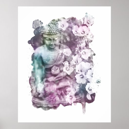 *~* Frauen Zen Buddha Meditat Blume Pastell Poster (Vorne)