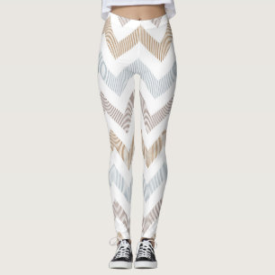 Frauen Zigzag Tan/Beige/Light Blue Leggings