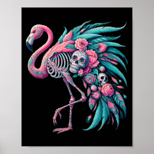 Frauen Zucker-Schädel-Mexikanischer Flamingo Dia D Poster