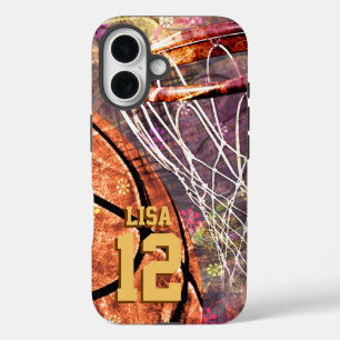Frauenbasketball in mädchenhaftem Rosa iPhone 16 Hülle