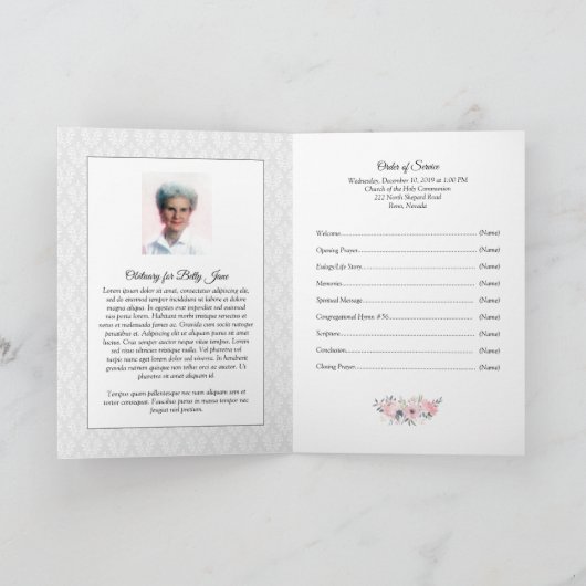 Frauenbeerungsprogramm | Rosa Floral Karte (Innenseite)