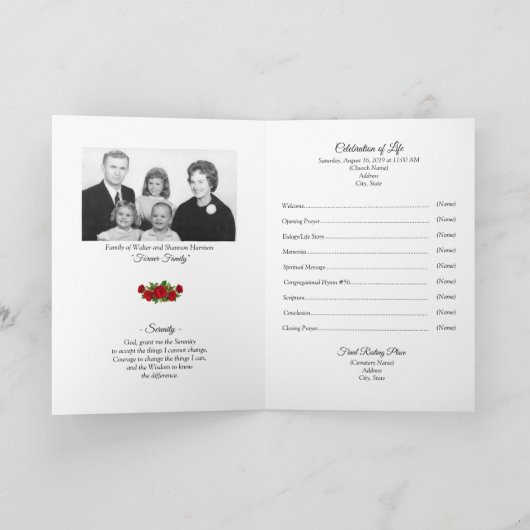 Frauenbeerungsprogramm | Rote Rose Floral Programm (Innenseite)