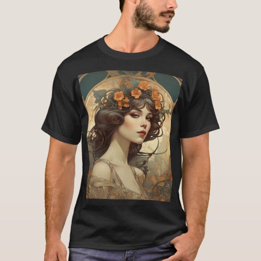 Frauenbild im Jugendstil T-Shirt (Vorderseite)