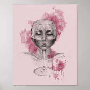 Frauenbild in der surrealen, zeichnend Kunst aus W Poster