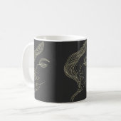 Frauenblatt Elegante Linienkunst Profil Kaffeetasse (Vorderseite Links)