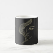 Frauenblatt Elegante Linienkunst Profil Kaffeetasse (Mittel)