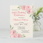 Frauenblume Elegante Rose 50. Geburtstagsparty Einladung (Stehend Vorderseite)