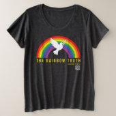 Frauendunkelgrauer T - Shirt Plus Regenbogen mit D (Design vorne)