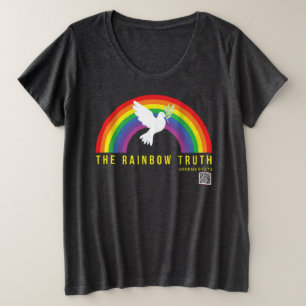 Frauendunkelgrauer T - Shirt Plus Regenbogen mit D