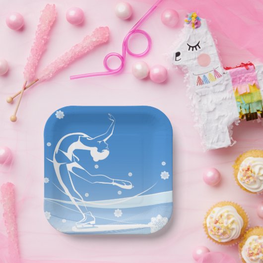 Fraueneis Skaten Sport Illustration Pappteller (Party)