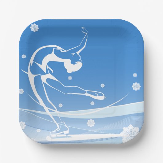 Fraueneis Skaten Sport Illustration Pappteller (Vorderseite)