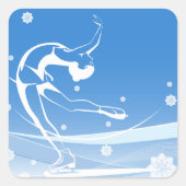 Fraueneis Skaten Sport Illustration Quadratischer Aufkleber (Vorderseite)