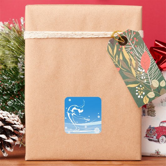 Fraueneis Skaten Sport Illustration Quadratischer Aufkleber