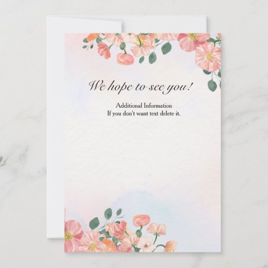 Frauenelegante Blumenrentenfeier Einladung (Rückseite)