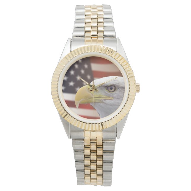 Frauenfahne "American Eagle Flag - Zwei-Tonen-Uhr Armbanduhr (Vorderseite)