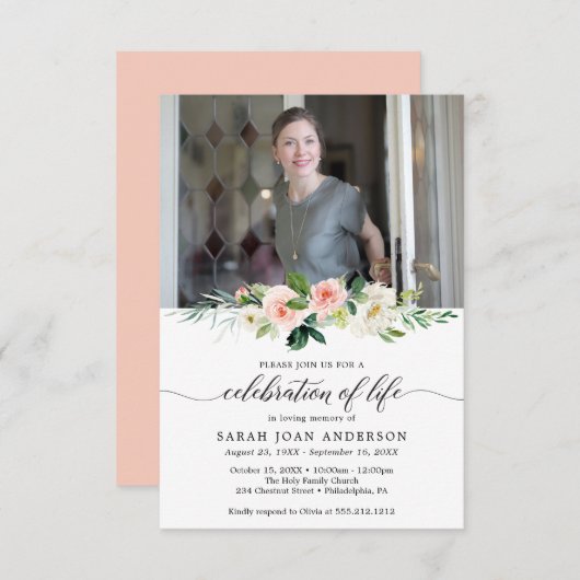 Frauenfeier zum Leben Einladung mit Foto (Vorne/Hinten)