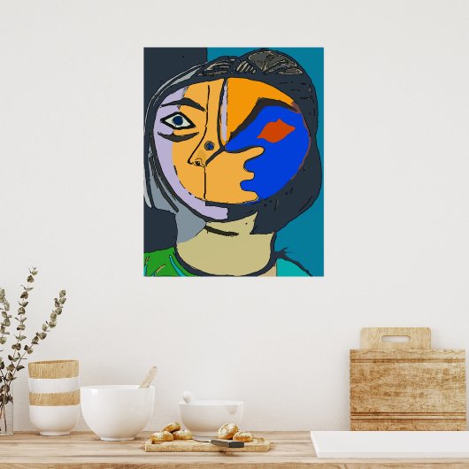 Frauenfeind im Kubismus Poster (Küche)