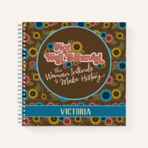 Frauenförderung Retro Hippie Floral Blue Notizblock