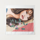 Frauenfrau hübsches Gesicht, Portraitkunst T Wandteppich (Vorderseite (Horizontal))