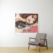 Frauenfrau hübsches Gesicht, Portraitkunst T Wandteppich (Beispiel (Horizontal))