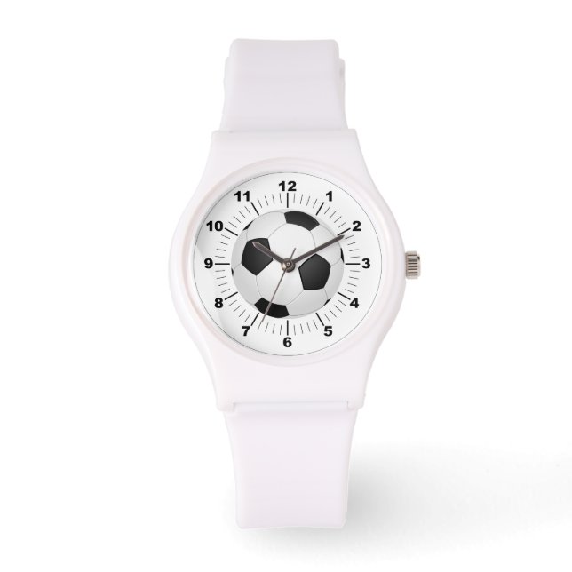 Frauenfußball Sporty White Silicon Watch Armbanduhr (Vorderseite)