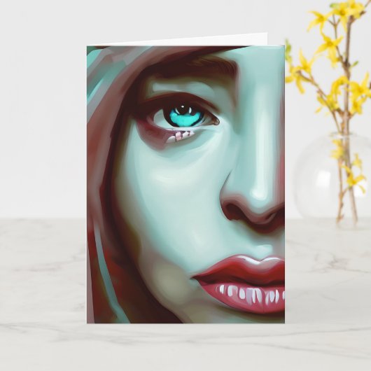 Frauengesicht | AI Generated Art Karte (Gelbe Blume)