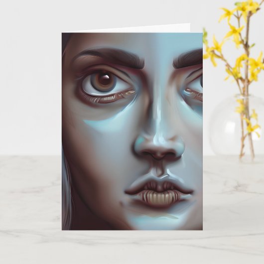 Frauengesicht | AI Generated Art Karte (Gelbe Blume)