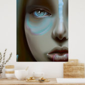 Frauengesicht | AI Generated Artwork Poster (Küche)