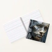 Frauengesicht, die von der alten Plakatwand herrüh Notizblock (Innenseite)