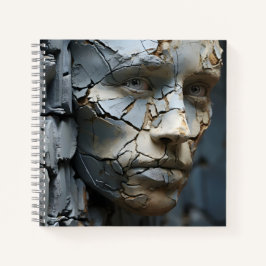 Frauengesicht, die von der alten Plakatwand herrüh Notizblock