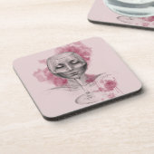 Frauengesicht in der surreal zeichnend Kunst aus W Getränkeuntersetzer (Linke Seite)