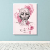 Frauengesicht in der surreal zeichnend Kunst aus W Leinwanddruck (Insitu (Holzboden))