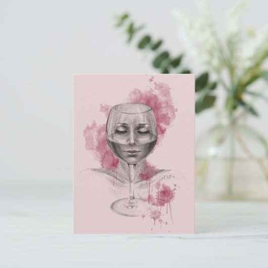 Frauengesicht in der surreal zeichnend Kunst aus W Postkarte (Stehend Vorderseite)