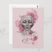 Frauengesicht in der surreal zeichnend Kunst aus W Postkarte (Vorne/Hinten)