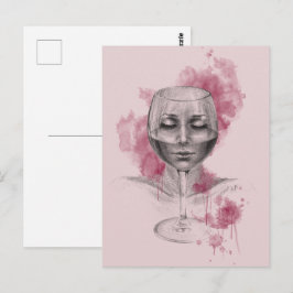 Frauengesicht in der surreal zeichnend Kunst aus W Postkarte