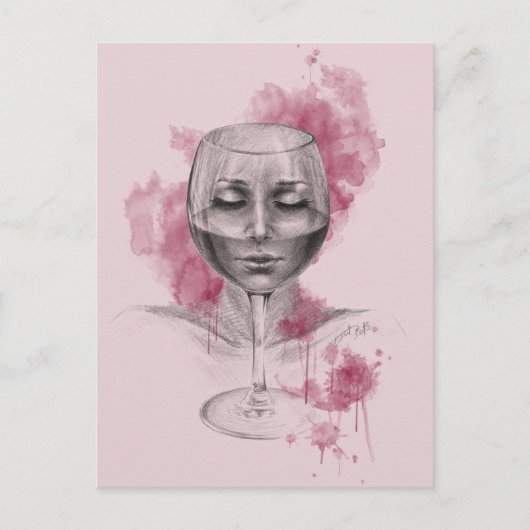 Frauengesicht in der surreal zeichnend Kunst aus W Postkarte (Vorderseite)