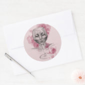 Frauengesicht in der surreal zeichnend Kunst aus W Runder Aufkleber (Umschlag)