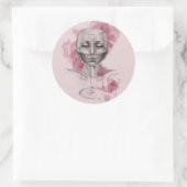 Frauengesicht in der surreal zeichnend Kunst aus W Runder Aufkleber (Tasche)