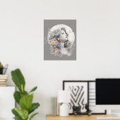 Frauengesicht mit Blume, die auf dem Poster "Textu (Heimbüro)