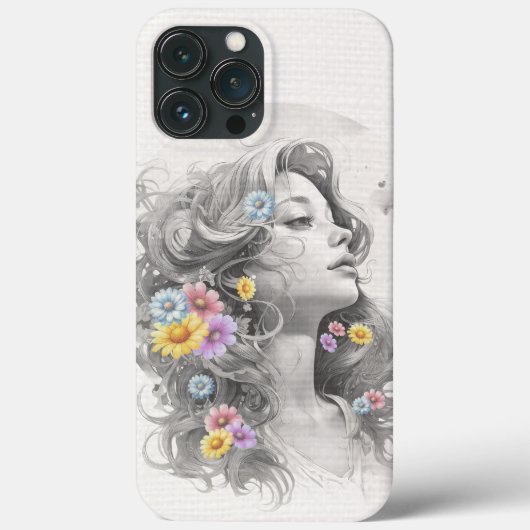 Frauengesicht mit Blumen Textur-Effekt Case-Mate iPhone Hülle (Rückseite)
