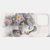Frauengesicht mit Blumen Textur-Effekt Case-Mate iPhone Hülle (Rückseite (Horizontal))