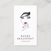 Frauengesicht mit Roten Lippen Elegant Weiß Visitenkarte (Vorderseite)
