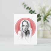 Frauengesicht mit Roter Halo Creepy Schöne Dunkle  Postkarte (Stehend Vorderseite)
